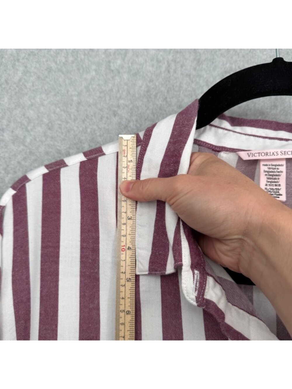 Victorias Secret Striped Pajama Shirt and Pant Set Size XL Purple White Soft - Picture 15 of 16